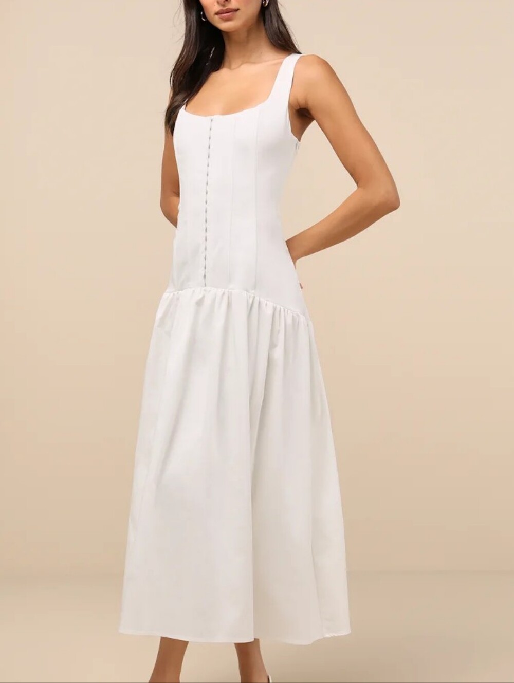 Lulus White Square Neck Maxi Dress - Size L